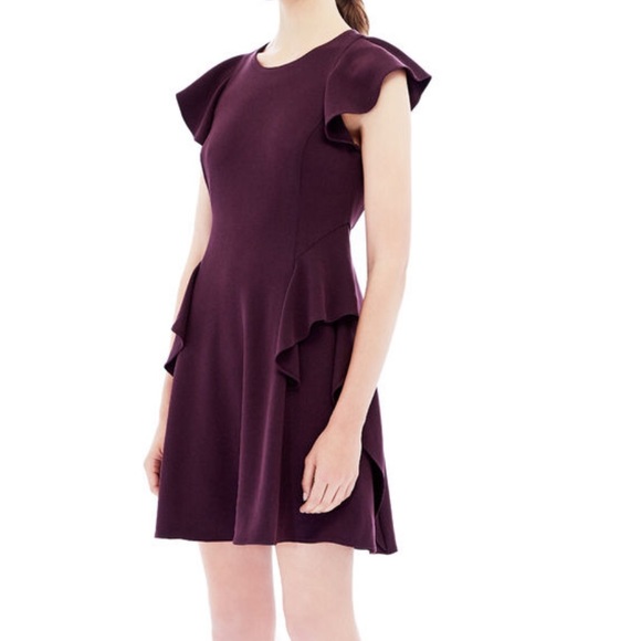 NWOT Rebecca Taylor Short Sleeve Crepe Ruffle Dress - Picture 3 of 15